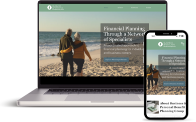 The Business and Personal Benefit Planning Group website shown on a laptop and a phone