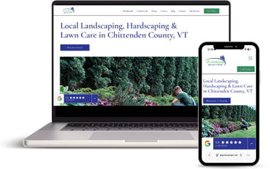 The JJ&rsquo;s Landscaping website shown on a laptop and a phone