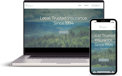 The Rabideau Insurance Agency website shown on a laptop and a phone