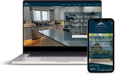The Summit Solutions Building and Remodeling website shown on a laptop and a phone