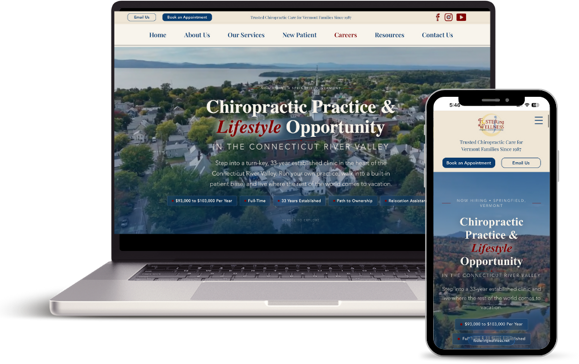 The FOSTERing WELLNESS career page shown on a laptop and a phone