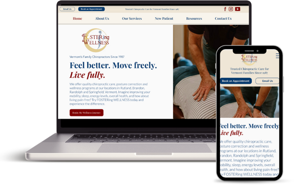 The FOSTERing WELLNESS website shown on a laptop and a phone