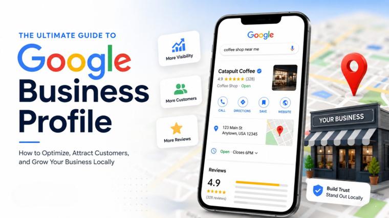 Google Business Profile dashboard open on a laptop screen