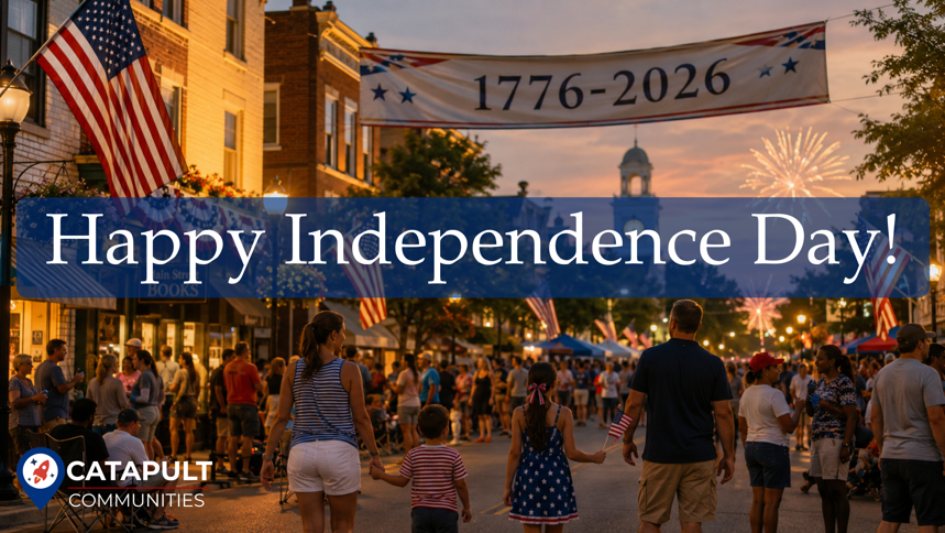 Neighbors celebrating United States Independence Day in a small-town community